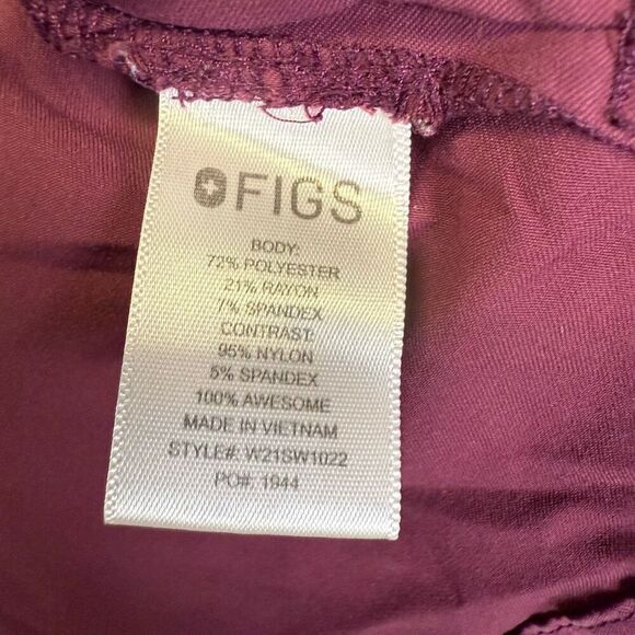 Figs Womens Size XL Healthcare Worker Scrub Top Burgundy Red Colorblock Nurse - Picture 3 of 8